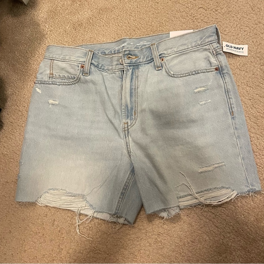 Slouchy Straight Distressed Shorts